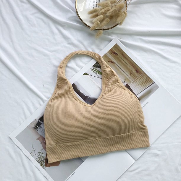 Ropa interior sexy invisible con forma de U grande sin espalda para mujer, sujetador con tirantes en la espalda y escote halter de pecho pequeño para niña, belleza, espalda envuelta en el pecho