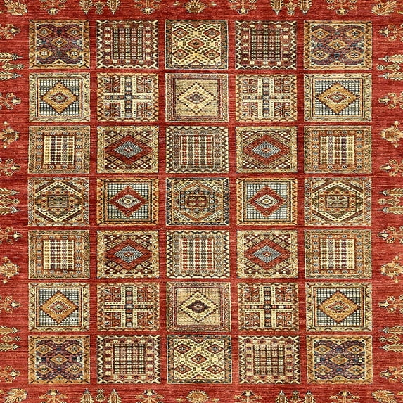 Ahgly Company Indoor Square Abstract Red Abstract Area Rugs, 6' Square