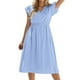 thumbnail image 1 of Vestido informal de mujer con cuello en V y cintura lisa - Tejido de poliéster - Estilo fresco - Tallas S-XL, 1 of 6