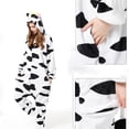 thumbnail image 5 of Olyvenn Clearance Fashion Ladies One-Piece Jumpsuit Costume Plush Long Sleeve Comfortable Pajamas For Women Loose Fit Casual Milk Cow Onesie Ear Hoodie Sleepwear Female Leisure Black 4, 5 of 6