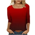thumbnail image 4 of aidice Plus Size T Shirts for Women Casual Square Neck 3/4 Sleeve Comfy Fitting Gradient Color Shirts, 4 of 7