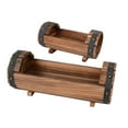 thumbnail image 3 of Phenofice Outdoor Planter Box Half Barrel Planter Wood Flower Pot Brown 2PCS/Set 12.6X5.5X4.7In, 3 of 7