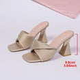 thumbnail image 5 of Gpaecead Women Ribbed Strap Chunky Heel Mules Square Toe Cushioned Footbed Plus Size Spring Summer Height Party Shoes,Gold, 5 of 8