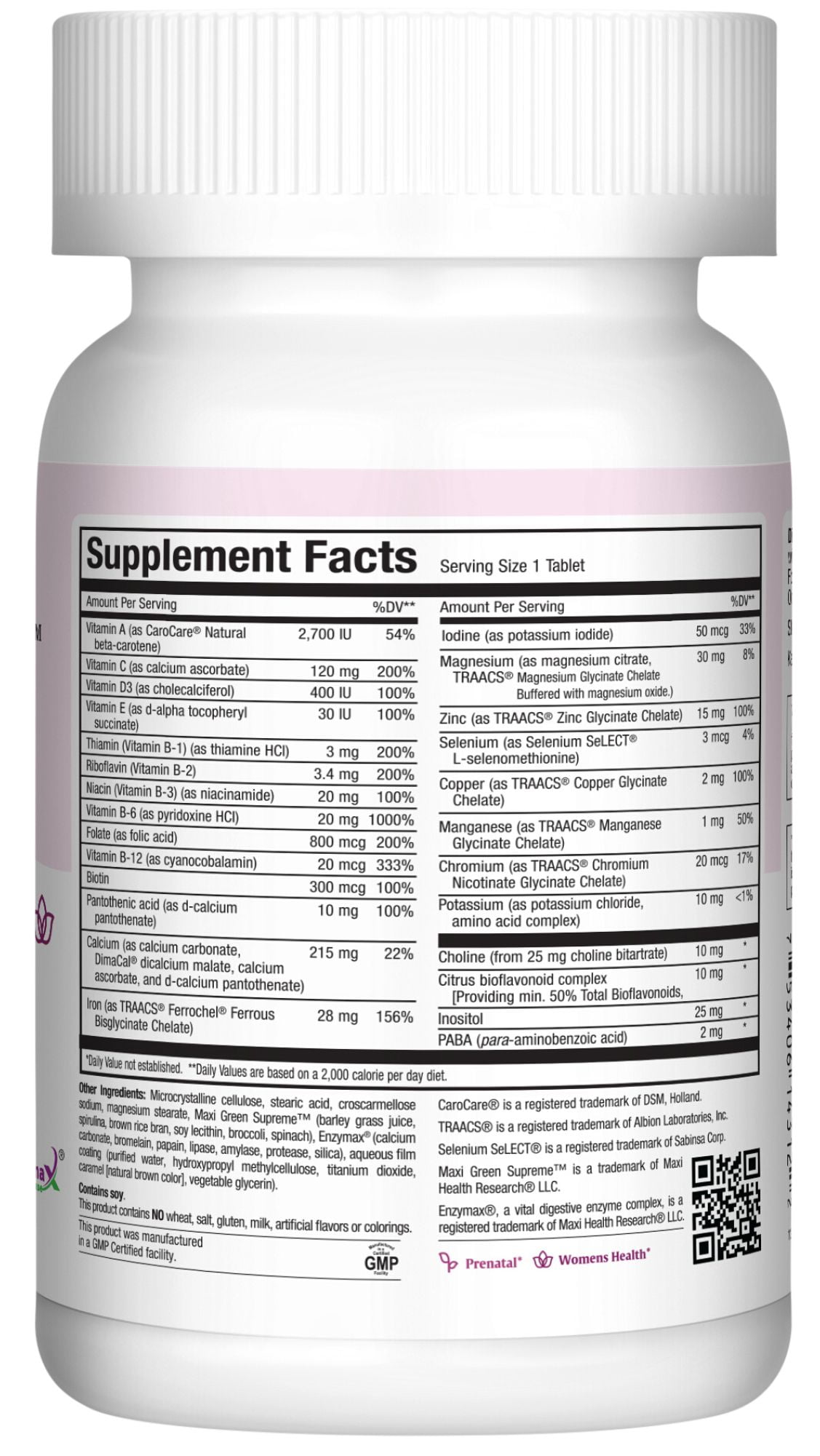 Maxi Health One Prenatal – Women’s Multivitamin with Iron – Pregnancy & Fetal Health Support – 120 Tablets