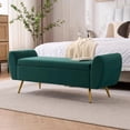 thumbnail image 6 of Velvet Storage Bench for Bedroom, 55" Extra Long Bench for King Size Bed, Modern Upholstered End of Bed Ottoman Bench with Arms and Gold Legs for Entryway Living Room, 6 of 8