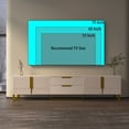 thumbnail image 2 of Modern TV Stand with Storage Cabinets, Carved Design Entertainment Center with Sturdy Metal Legs, Spacious Storage for Living Room or Bedroom, White Finish, 2 of 6