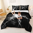 thumbnail image 3 of Homewish Wild Lightning Full Size Comforter Sets,Contemporary Aesthetic Bedding Comforter Set,Gray,Black Reversible,3 Pieces,1 Comforter and 2 Pillowcases, 3 of 7
