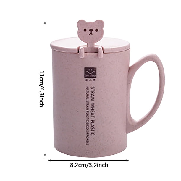 BPA-Free Utensils 1PC Mug Cartoon Cute Coffee Cereal Breakfast Water Cup With Lid With Spoon