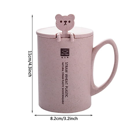 

Kiqiang Glass Bottle Lightning Deal of the Day Prime Today Only Clearance Kitchen 1pc Mug Cartoon Cute Coffee Cereal Breakfast Water Cup with Lid with Spoon