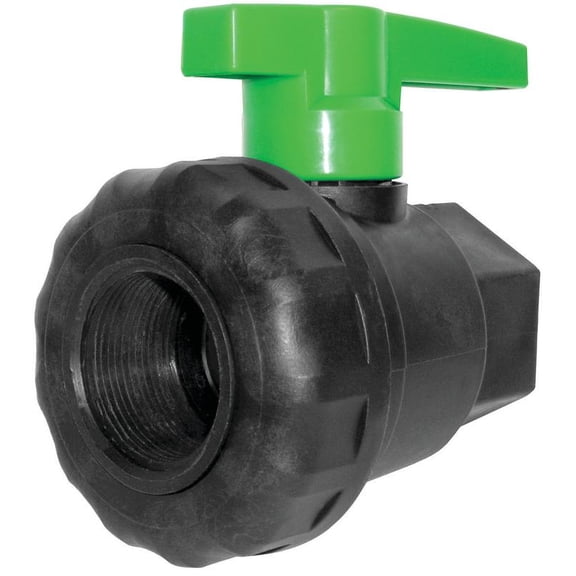 Green Leaf SU075E Single Union Ball Valve, 3/4 in, FNPT, 125 psi, Fiberglass Reinforced Polypropylen