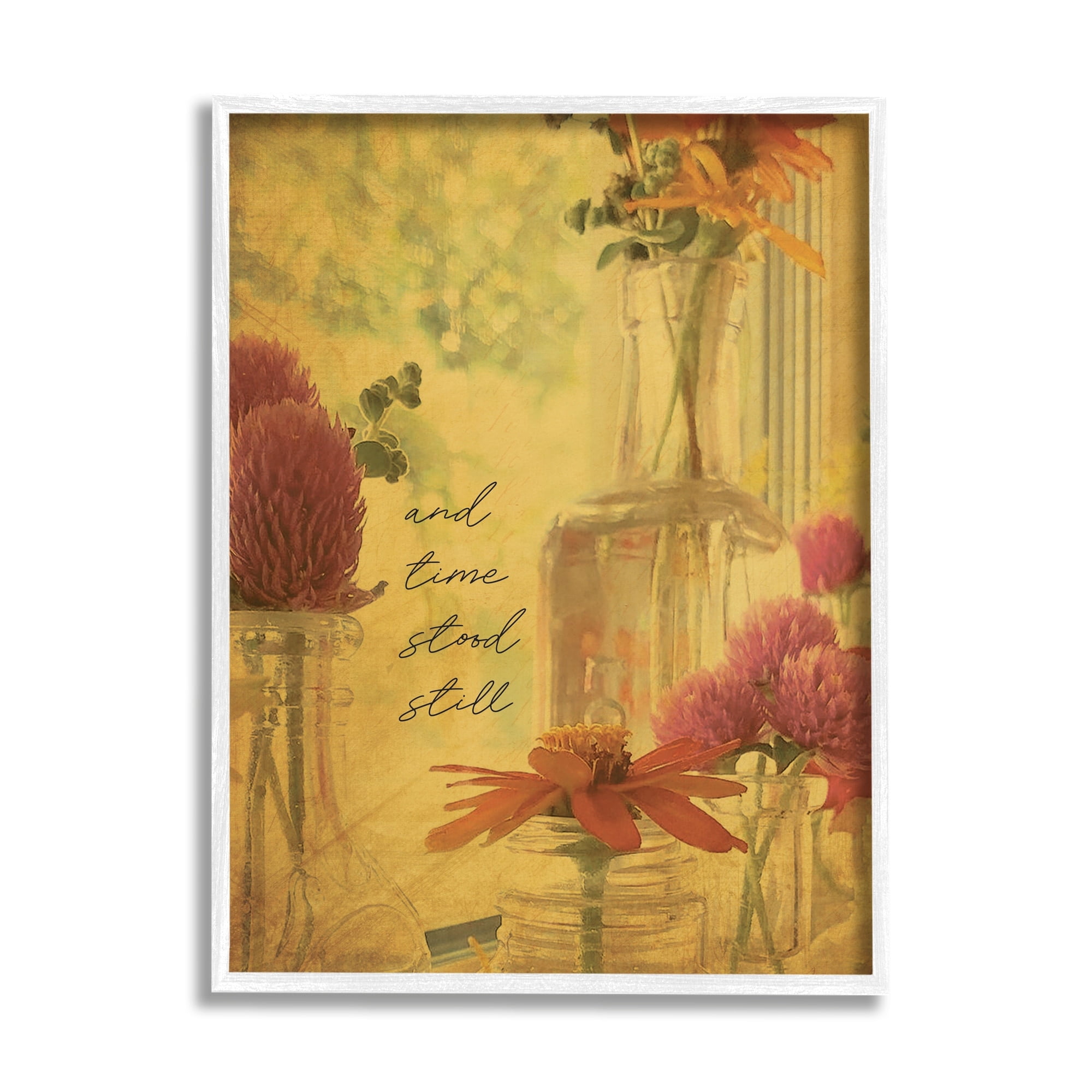 Stupell Industries Elegant Flower Vase Vintage Cursive Poetry Quote Graphic Art White Framed Art Print Wall Art, Design by Tammy Apple