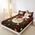 thumbnail image 4 of Feelyou Merry Christmas Twin Sheet Sets, Gold Bell Twin Fitted Sheet, Glitter Stars Dots Print Flat Sheet, Lightweight Room Decor,3-Piece, 4 of 7