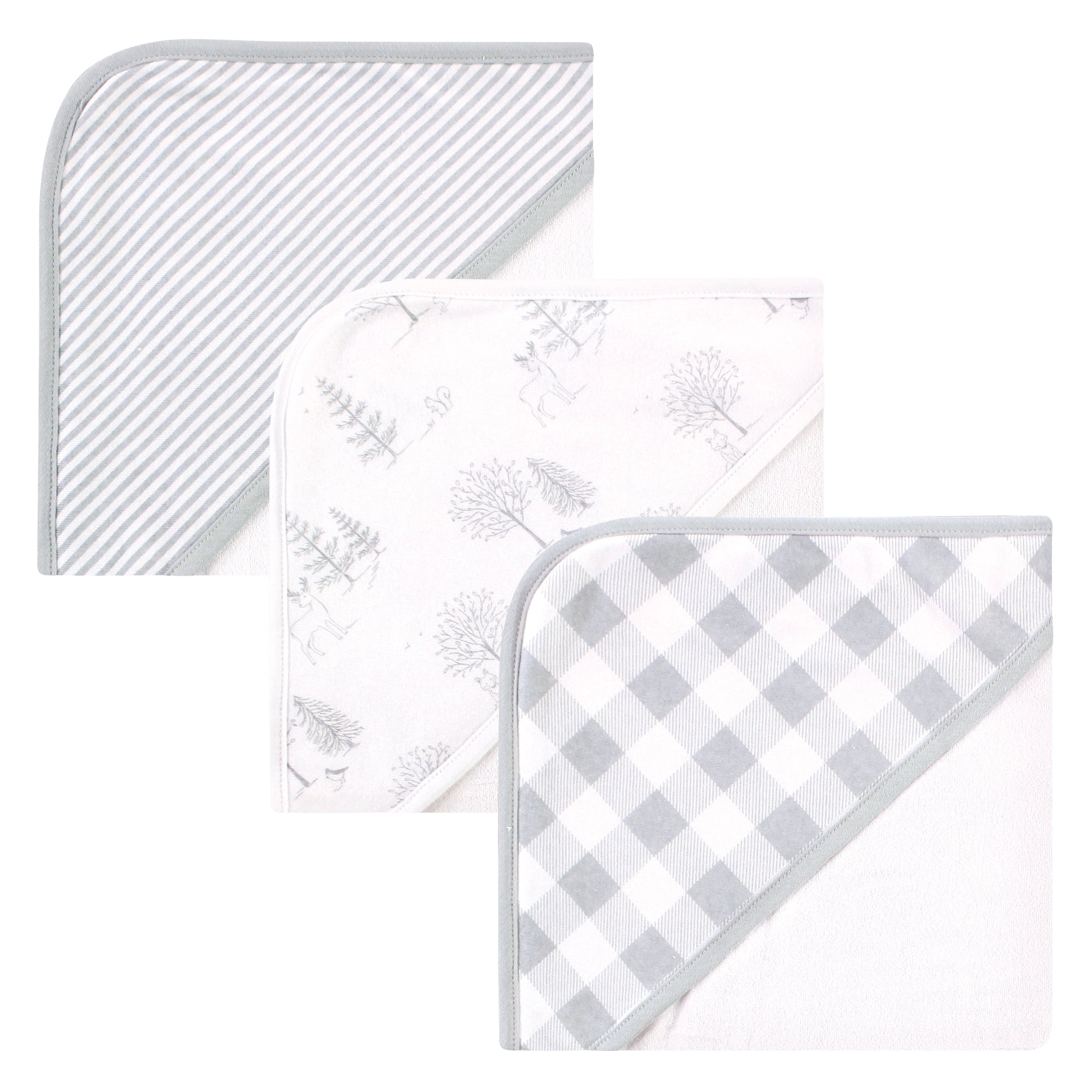 Touched by Nature Unisex Baby Organic Cotton Hooded Towels, Gray