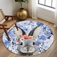 thumbnail image 2 of Round Rugs 8Ft, Easter Bunny Round Area Rug Washable Indoor Throw Carpet, Spring Purple Flowers Rabbit Pastoral Plants Large Non Slip Circle Rug for Kids Room RV Home Decor Aesthetic, 2 of 8