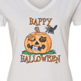 thumbnail image 4 of Inktastic Happy Halloween Kittens in a Pumpkin Women's V-Neck T-Shirt, 4 of 5