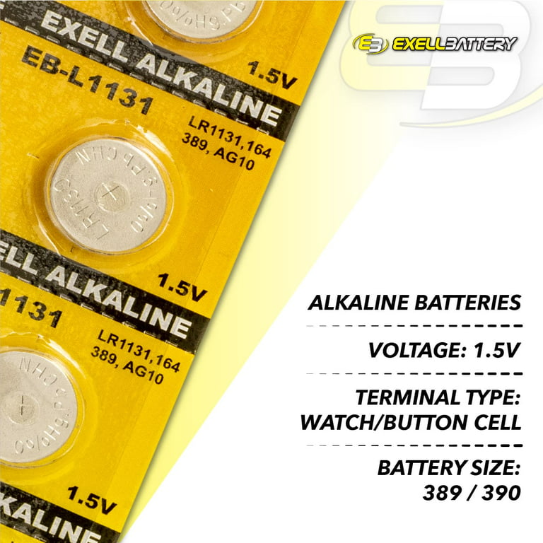 10pk EB-L1131 Alkaline 1.5V Watch Battery Compatible with AG10 LR54