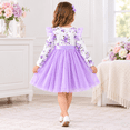 thumbnail image 5 of Lanbubble Toddler Girls Long Sleeve Dress Floral Tulle Dress with Ruffle Shoulders, 3-7 Years, 5 of 7