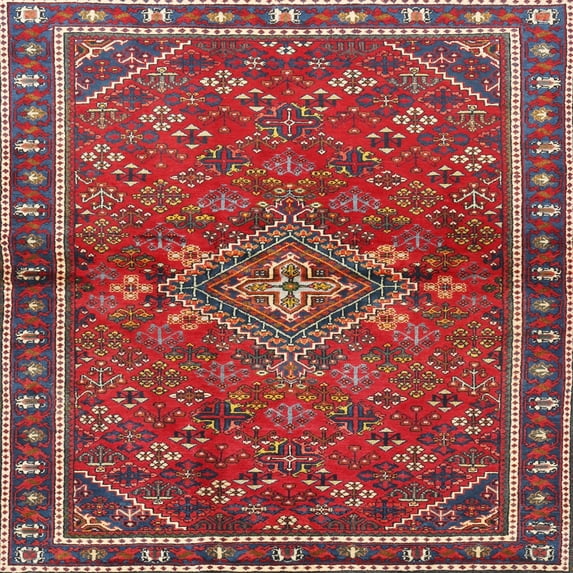 Ahgly Company Machine Washable Indoor Square Traditional Red Area Rugs, 7' Square