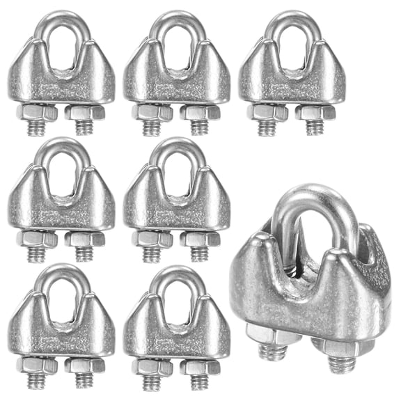 Uxcell 8-Pack Cable Clamps, M2 Stainless Steel Wire Rope Clip Thimble U Bolt Saddle Fastener Wire Clamps