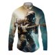 thumbnail image 3 of Camisetas con estampado 3D de astronauta espacial para hombre, camisetas casuales de manga larga con botones, ropa de calle, blusa de gran tamaño para hombre, 3 of 5