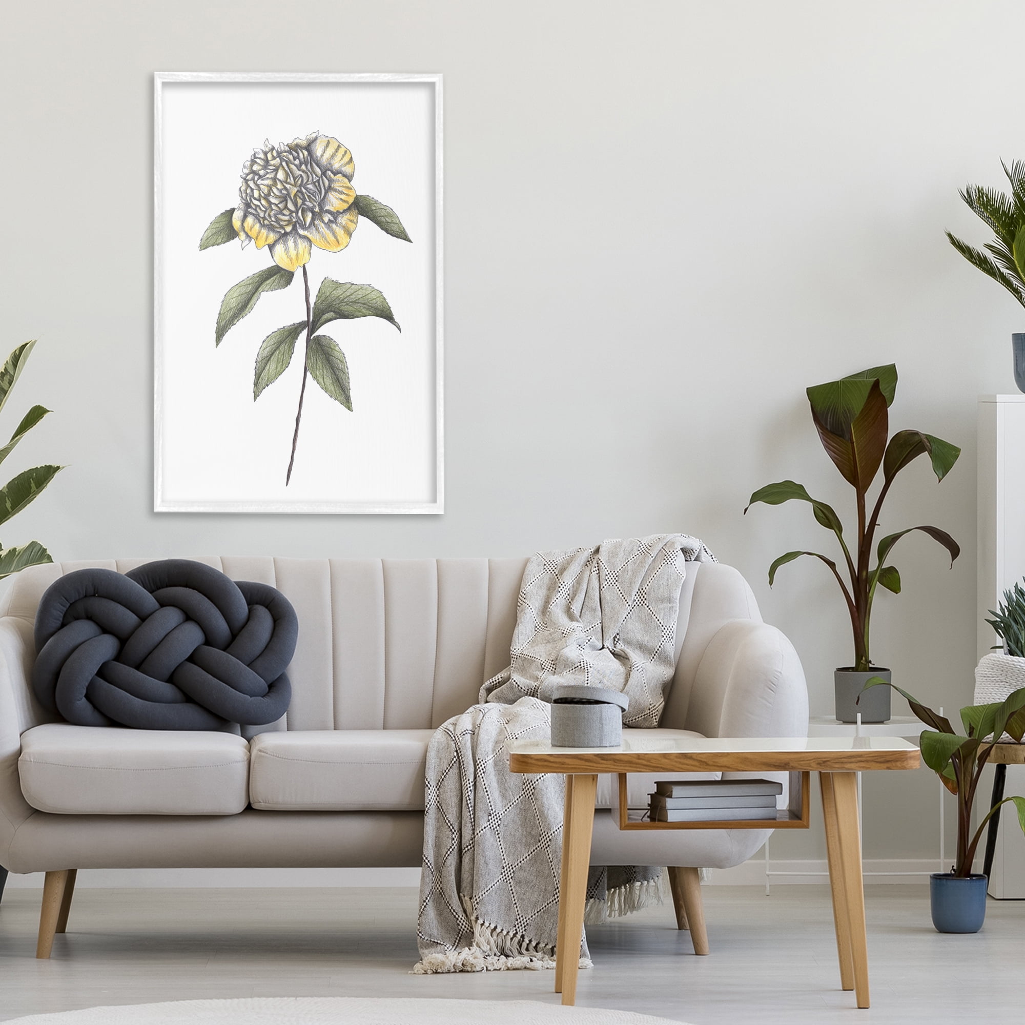 Camellia Flower Illustration White Framed Giclee Art, design by Cecilia Battaini