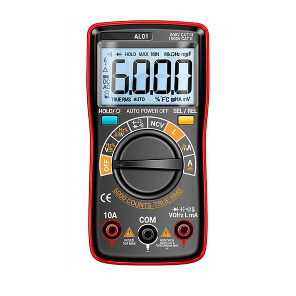 Al01 Multimètre Numérique Multifonctionnel avec Mesure de Température de l'Inductance Rouge