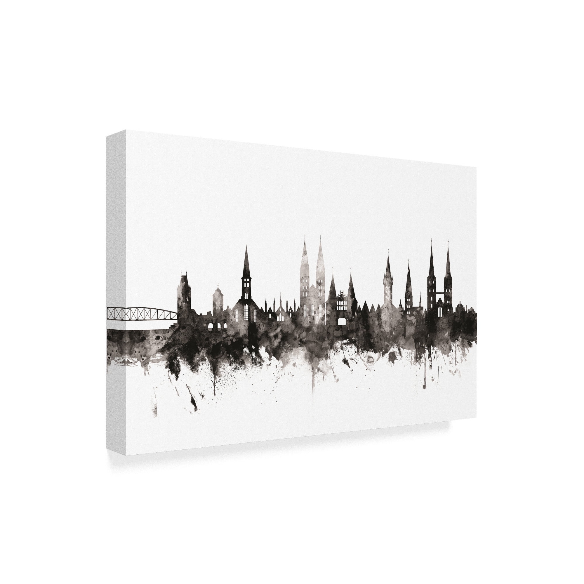 Trademark Fine Art 'Lubeck Germany Skyline Black White' Canvas Art by Michael Tompsett