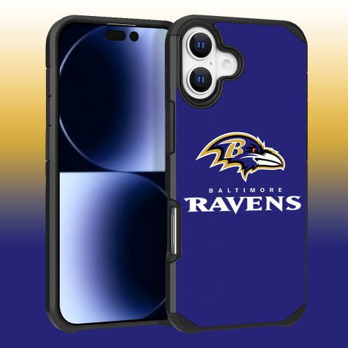 Apple iPhone 16 (6.1) - NFL Licensed Baltimore Ravens Team Logo on Purple Textured Dual Layer Case