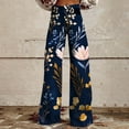 thumbnail image 2 of yunLCZ Womens Dress Pants Wide Leg Pants Woman High Waist Floral Patterned Pants Lightweight Loose Fit Casual Colorful Trouser Imitation Jeans, 2 of 4