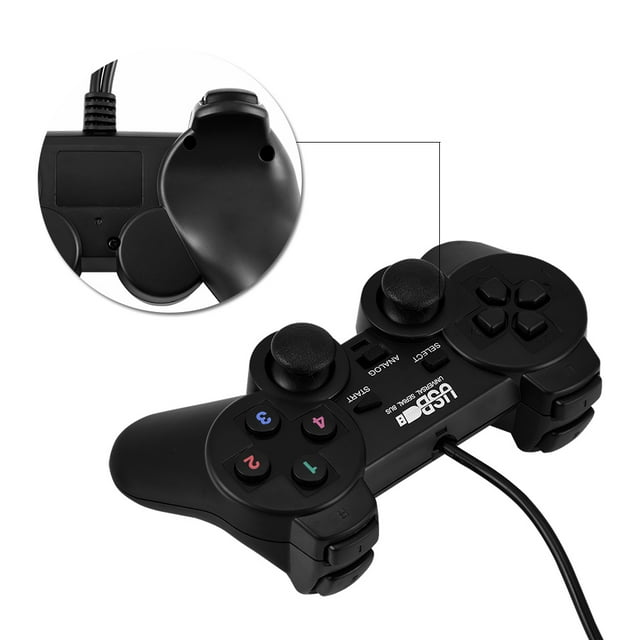 2 piezas de controlador de juego con cable USB universal, doble vibración y doble joystick para PC