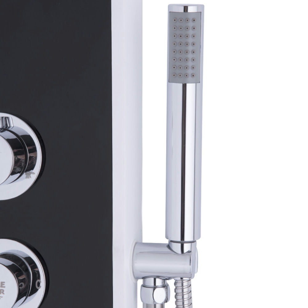 Finihen Shower Panel, Shower Panel Tower System, Bathroom ABS Shower Panel with Massage Jets & Hand Shower, Black Finihen Shower Panel, Shower Panel Tower System, Bathroom ABS Shower Panel with Massage Jets & Hand Shower, Black