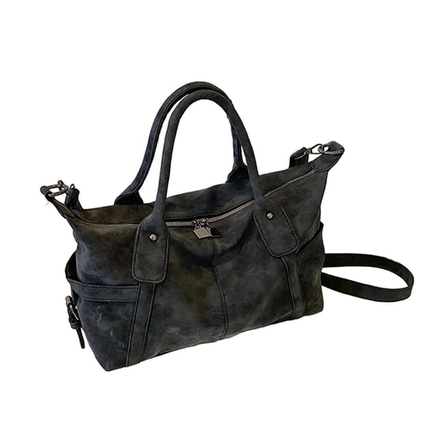 Bolso de hombro de ante para mujer, moderno y casual, tipo bandolera, ideal para viajes y desplazamientos. Negro