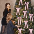 thumbnail image 4 of Lazos de terciopelo para adornos de árbol de Navidad con cierre de alambre | Lazos de tela para coronas y guirnaldas | Adornos navideños para envolver regalos y decorar el hogar y fiestas., 4 of 7
