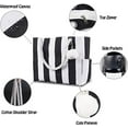 thumbnail image 6 of Pxymoer Unisex Cotton Blue Anchor Extra Large Tote Bag, Striped Black, 6 of 6