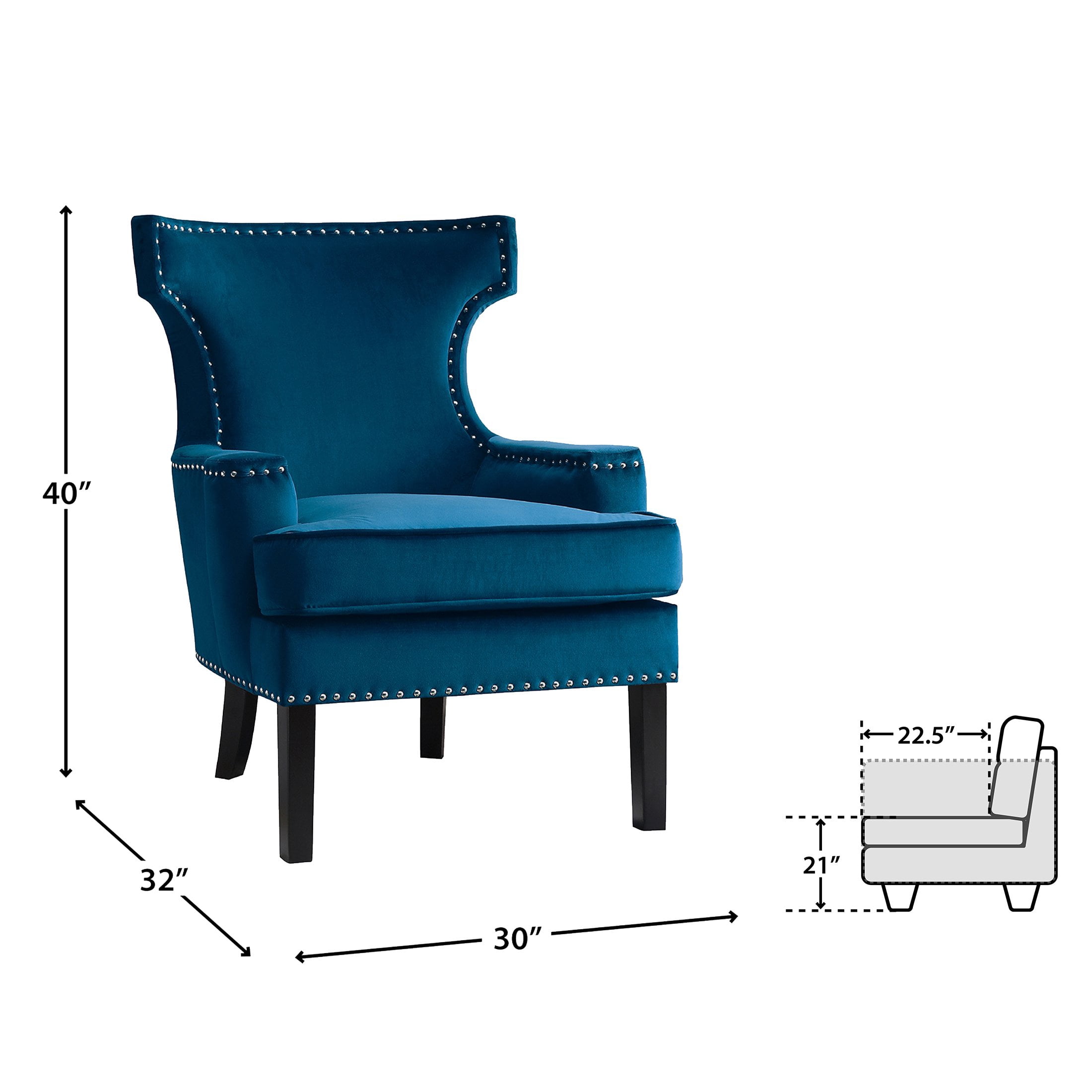 OakvillePark Sigfridson Velvet Upholstered Accent Chair, Blue
