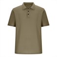 thumbnail image 4 of Men's Waffle Knit Short Sleeve Golf Shirts Quick Dry Moisture Wicking Athletic Tennis T Shirt 3 Button Classic Fit Business Casual Collared Tops Father's Day Gift, 4 of 6