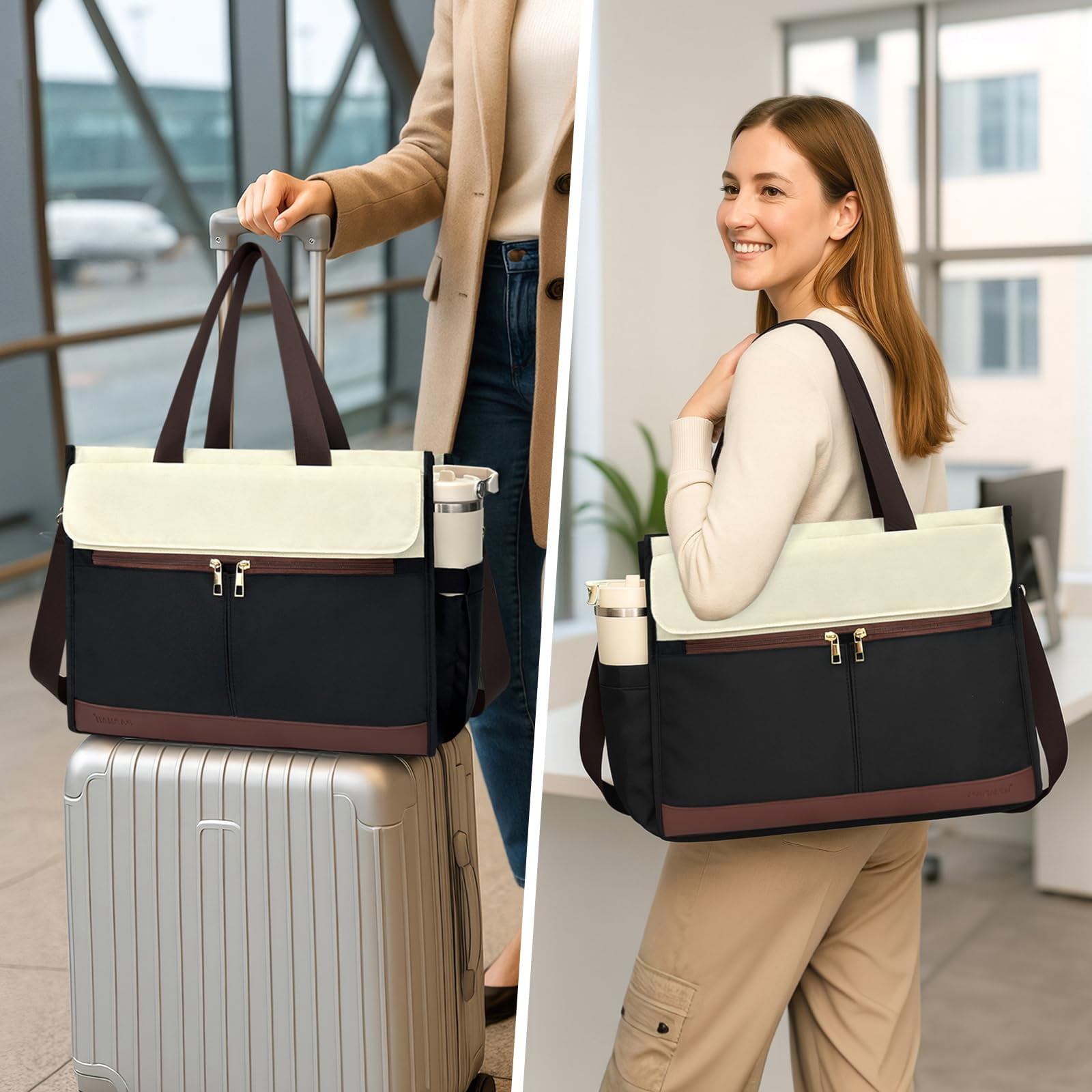 Pasman Adjustable Shoulder Strap Water-Resistant Polyester Reusable Lunch Totes