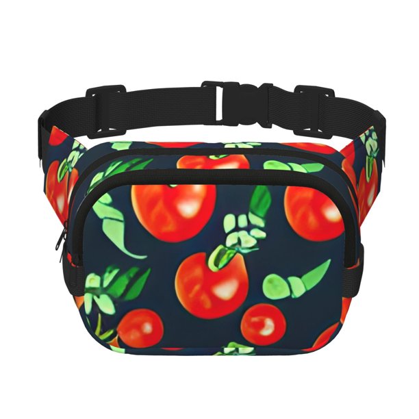 Fotbe Tomatoes Cangurera Cuadrada con Estampado de Doble Capa, Bolsa de Cintura Ajustable Mini para Hombres y Mujeres