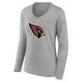 thumbnail image 2 of Women's Heather Gray Arizona Cardinals Primary Team Logo Long Sleeve V-Neck T-Shirt, 2 of 3