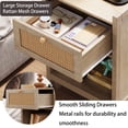 thumbnail image 6 of Duerer End Tables Set of 2 with Charging Station, Rattan Nightstand Bedside Table with Drawer for Bedroom, Side Tables for Living Room, Natural Oak, 6 of 9