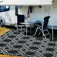 thumbnail image 6 of Kohree Outdoor Rug 6'x9' Reversible Waterproof Plastic Straw Rugs with Corner Loops Indoor Outdoor Patio Mat for RV Camping Deck Porch Balcony, Black & White, 6 of 12