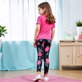 thumbnail image 2 of Girls Floral Lounge Set Size 6 Two Piece Cotton Fall Outfits Cute Short Sleeve Tees Leggings Summer Cute Clothes 3 Years, Hot Pink, 2 of 5