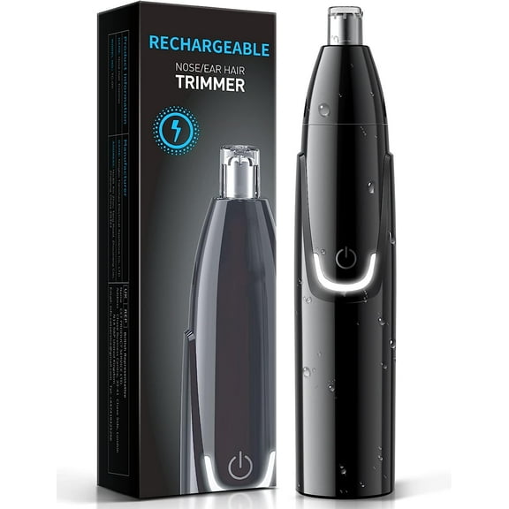 Rechargeable Nose Hair Trimmer for Men - 2024 Professional Painless Eyebrow & Facial Hair Trimmer for Men Women, Powerful Motor and Dual-Edge Blades for Smoother Cutting Black