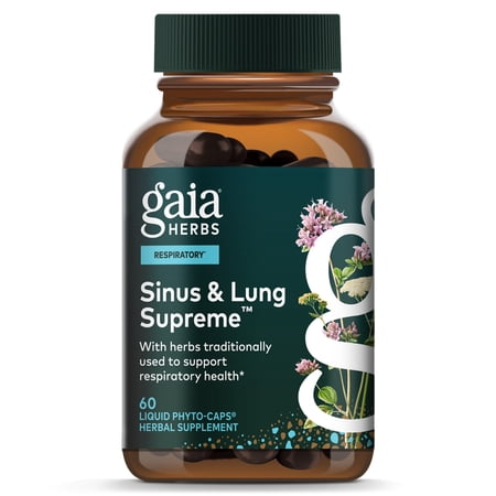 Gaia Herbs Sinus & Lung Supreme - Lung Support Supplement with Herbs Traditionally Used to Support Respiratory & Sinus Health* - Vegan, Gluten-Free & Dairy Free - 60 Liquid Phyto-Caps (60 Servings)