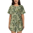 thumbnail image 1 of Balery Tropical Plants Green Conjunto de Pijama para Mujer con Estampado, Dos Piezas de Manga Corta y Shorts, Ropa de Dormir Suave con Cuello Redondo y Bolsillos-X-Large, 1 of 6