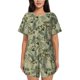 thumbnail image 1 of Balery Tropical Plants Green Conjunto de Pijama para Mujer con Estampado, Dos Piezas de Manga Corta y Shorts, Ropa de Dormir Suave con Cuello Redondo y Bolsillos-XX-Large, 1 of 6