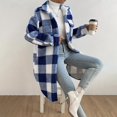 thumbnail image 3 of Aellinatey Womens Long Fleece Plaid Jacket Cozy Lapel Button Down Sherpa Shacket Fall Winter Plaid Coats, 3 of 7