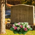 thumbnail image 7 of Artificial Cemetery Flower Saddle - 23.62" Rose Headstone Decor with Vase, Memorial Grave Flowers for Outdoor Tombstone Decorations (Pink and White), 7 of 7