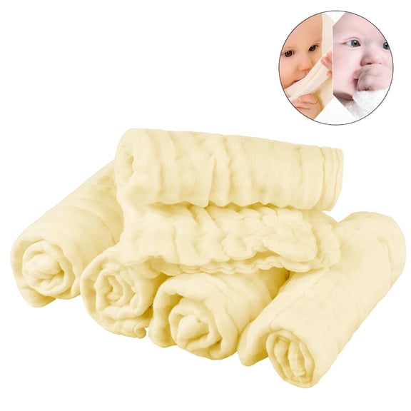 AUQ Cotton Gauze Towels 6-Layer Cotton Gauze Towels - Ultra-Soft Muslin Washcloths for Babies,Hypoallergenic Newborn Towels for Sensitive Skin - Ideal for Bathing,Swaddling & Burping,Yellow