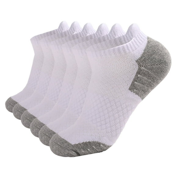 Hontri Sock Slippers in Sale, Men's and Women's Sports Running Socks 6 Pairs Breathable Low-Cut Sports Socks Cushioned Socks Grip Socks White